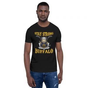 “Stay Strong” Meditating Buffalo Hockey Short-Sleeve Unisex T-Shirt